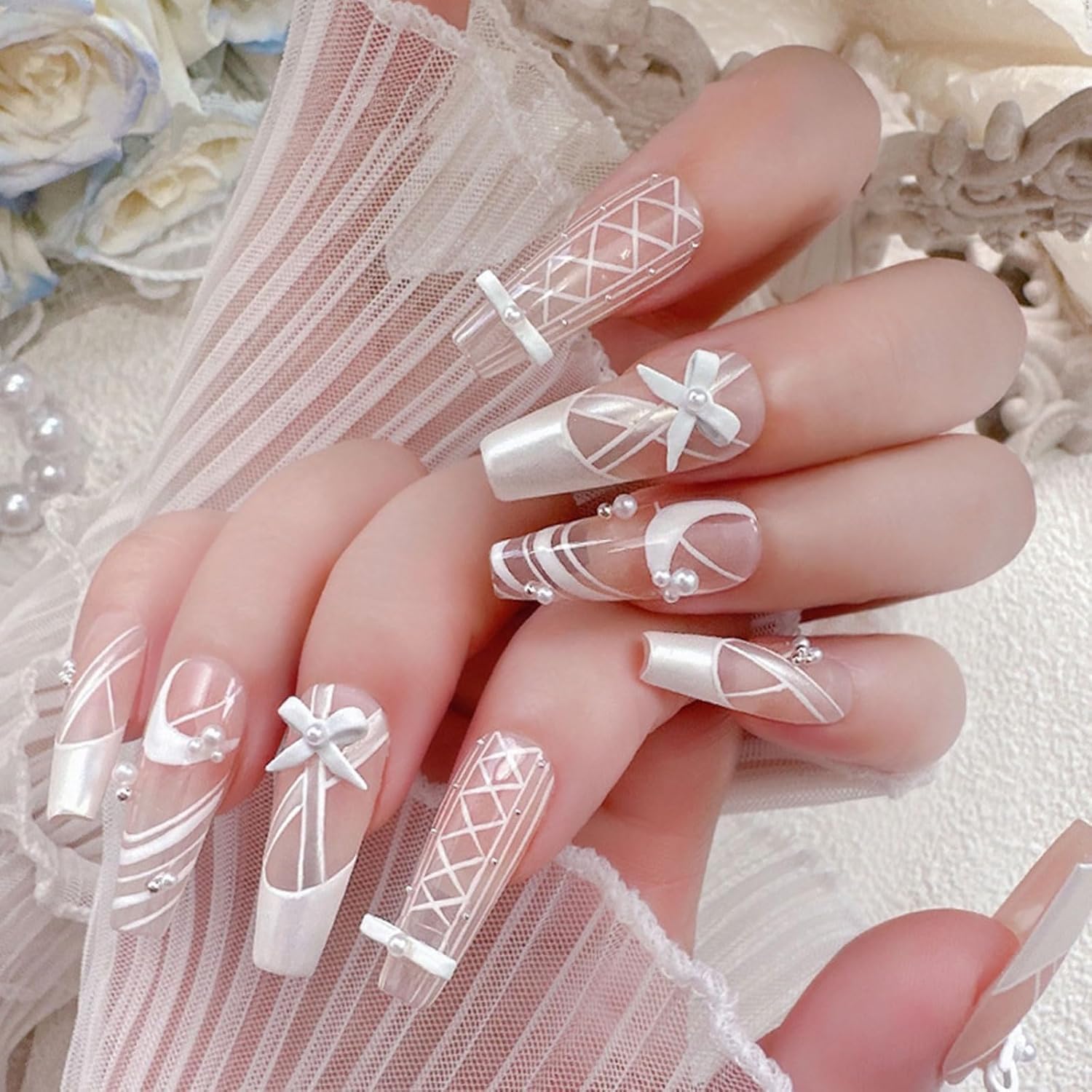 Amazon.co.jp: VTEERY(みさ) ネイルパーツ リボン 24個セット 3D 立体